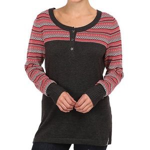 Woolrich Avalanche Henley Grey & Red Sweater Size Large EUC